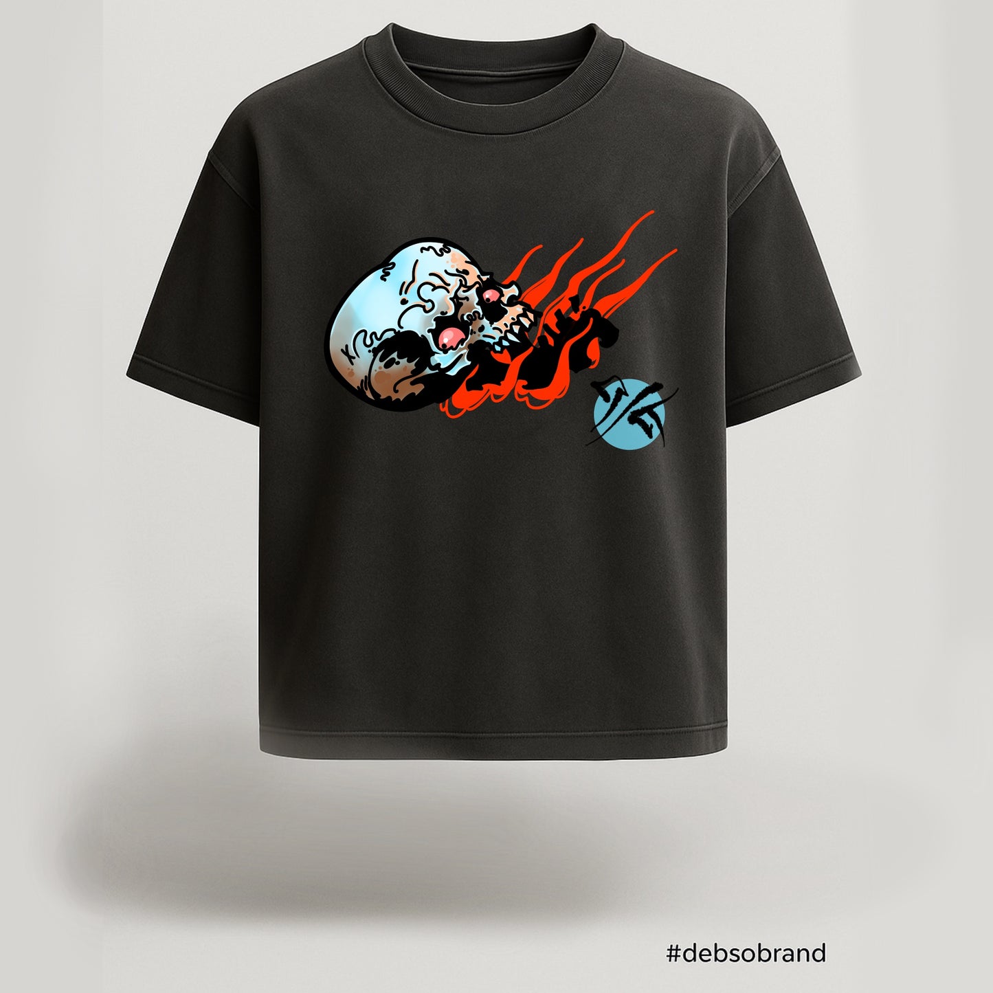 The Flames Worn Skull / Oversized Faded Tee